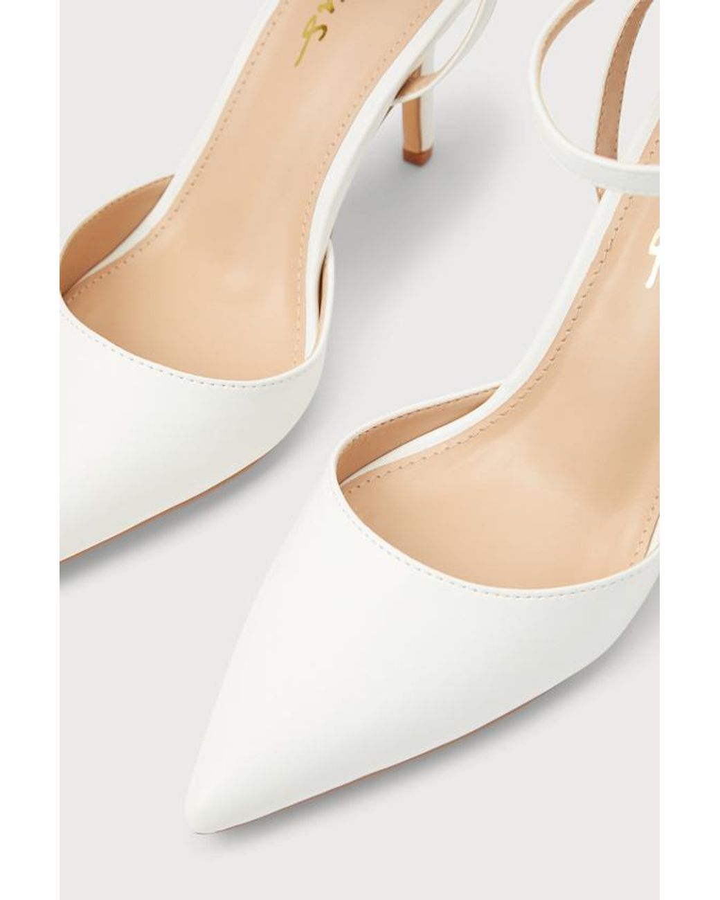 Lulus White Azalian Pointed-Toe Ankle Strap Heels