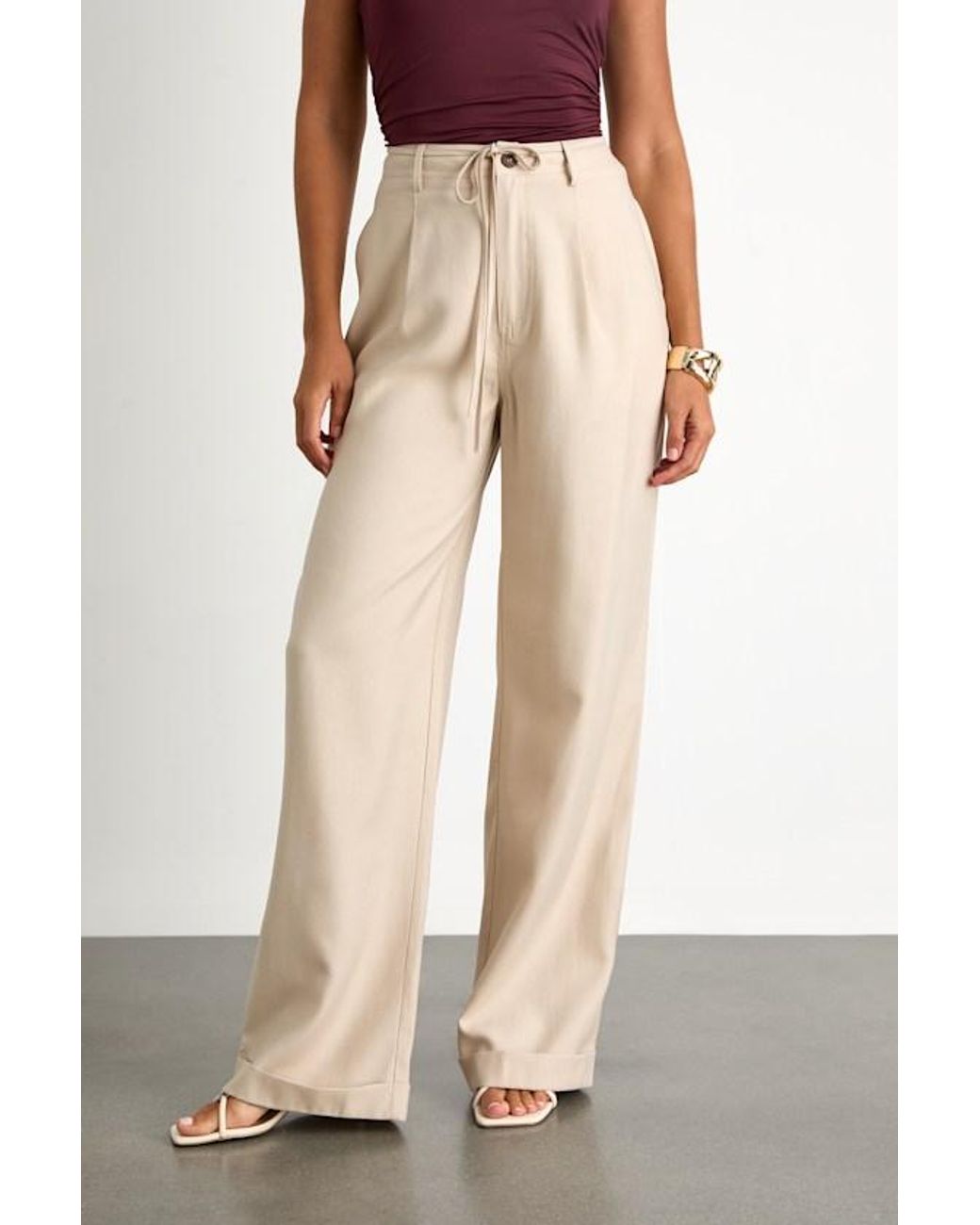 Lulus White Bowen Light Khaki High-Rise Wide-Leg Trouser Pants