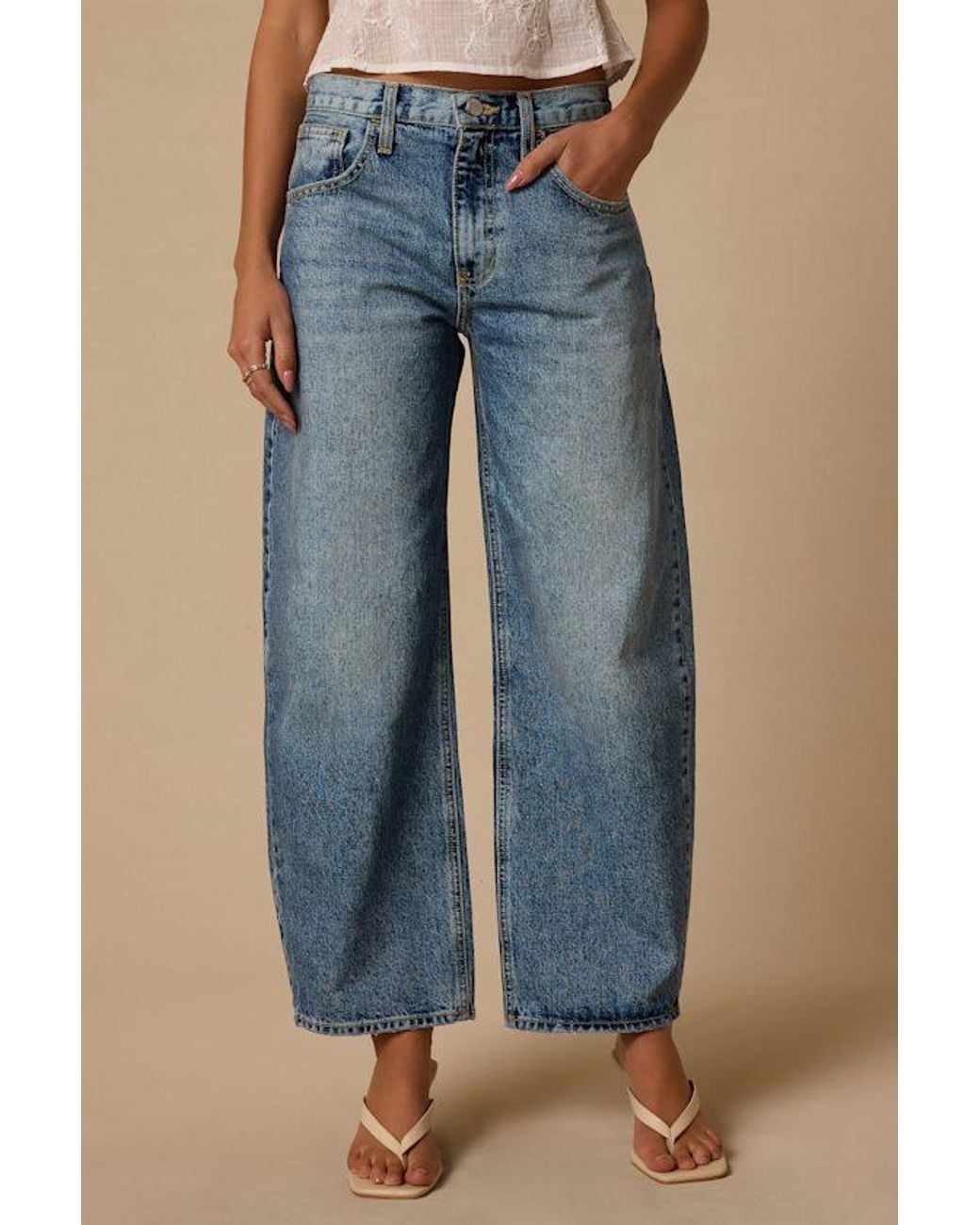 Just Black Blue Gale Medium Wash High-Rise Barrel Jeans
