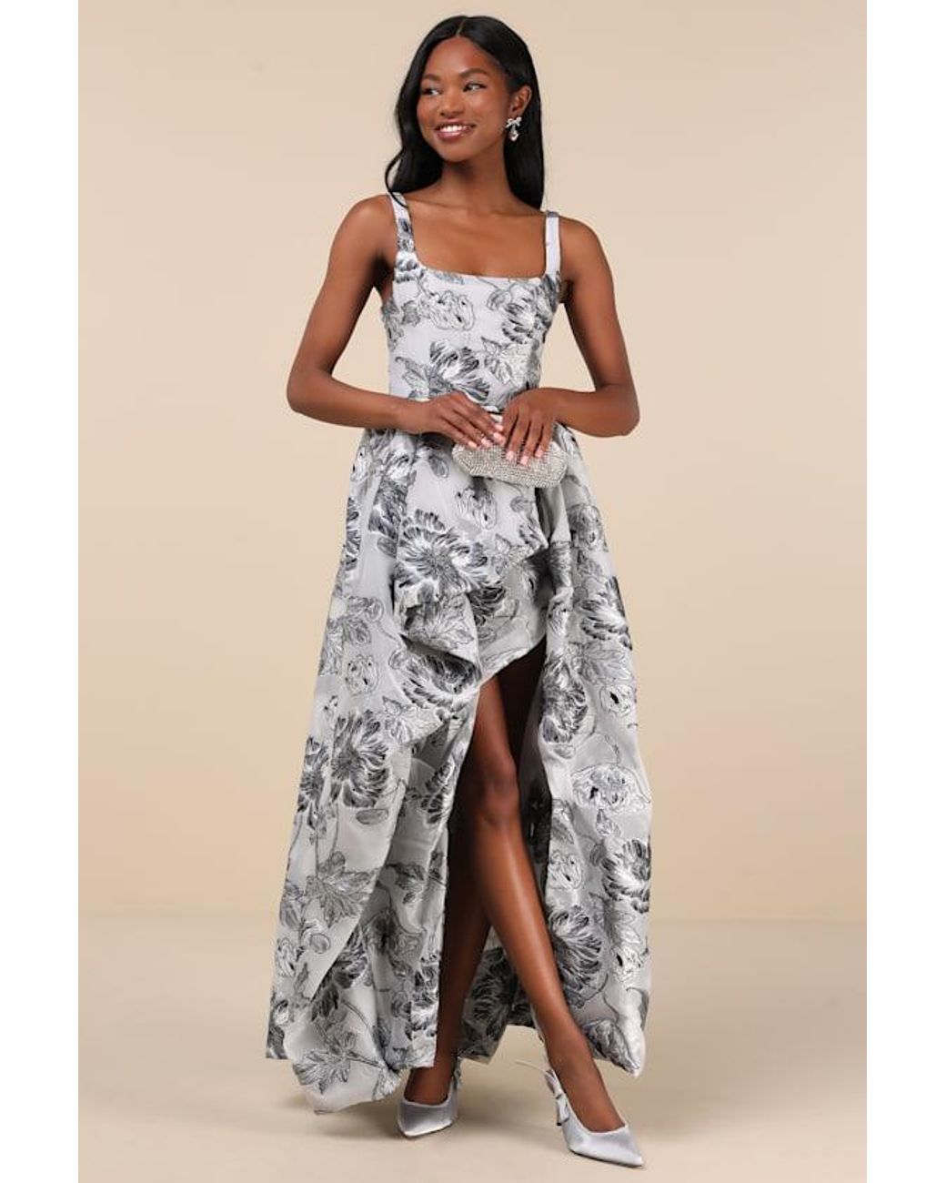 Jacquard high low dress best sale