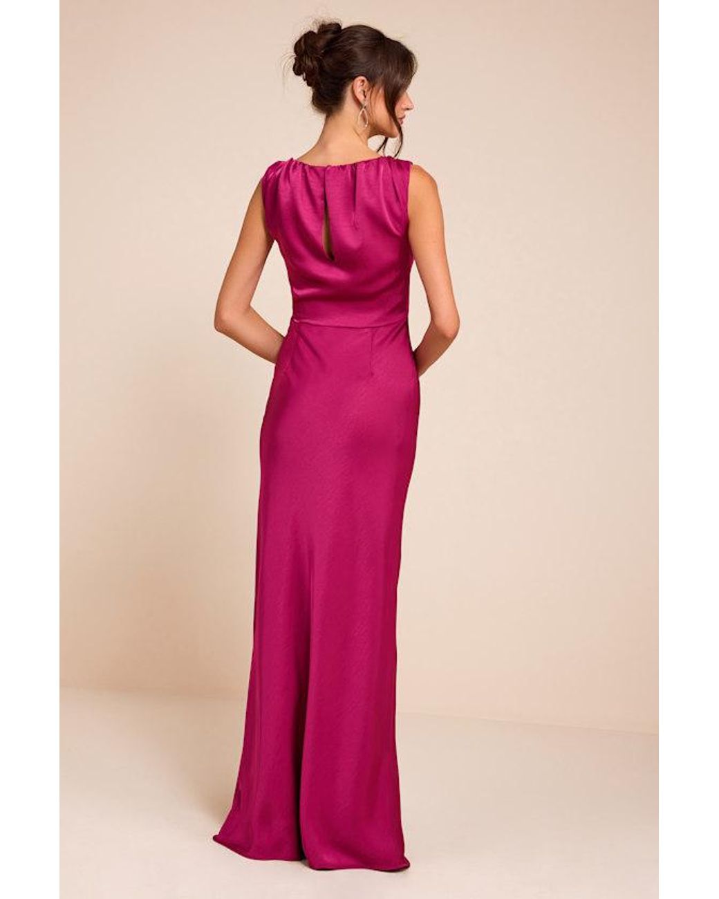 Lulus Pink Perla Satin Boat Neck Maxi Dress
