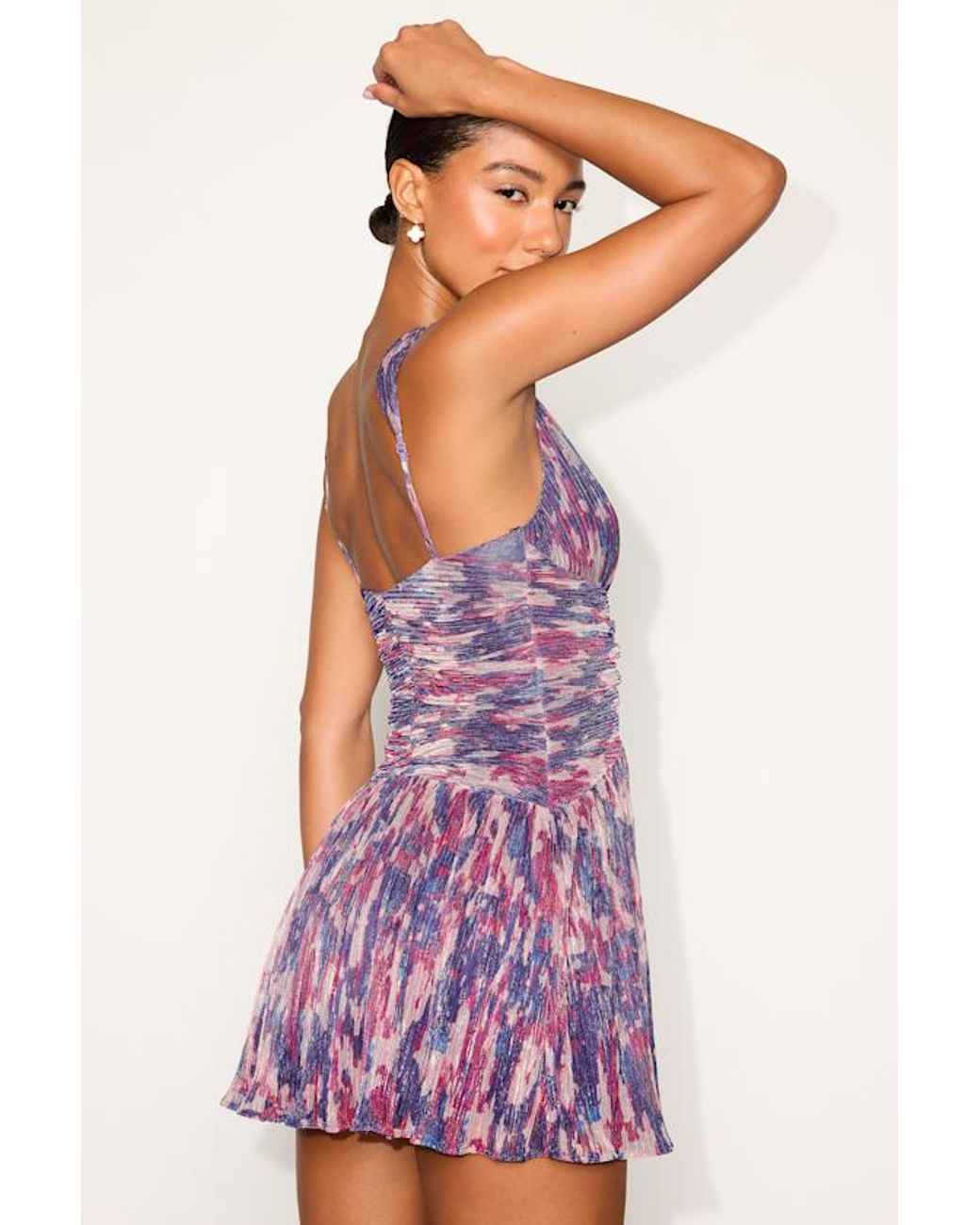 Lulus Purple Evaluna Abstract Print Pleated Mini Dress