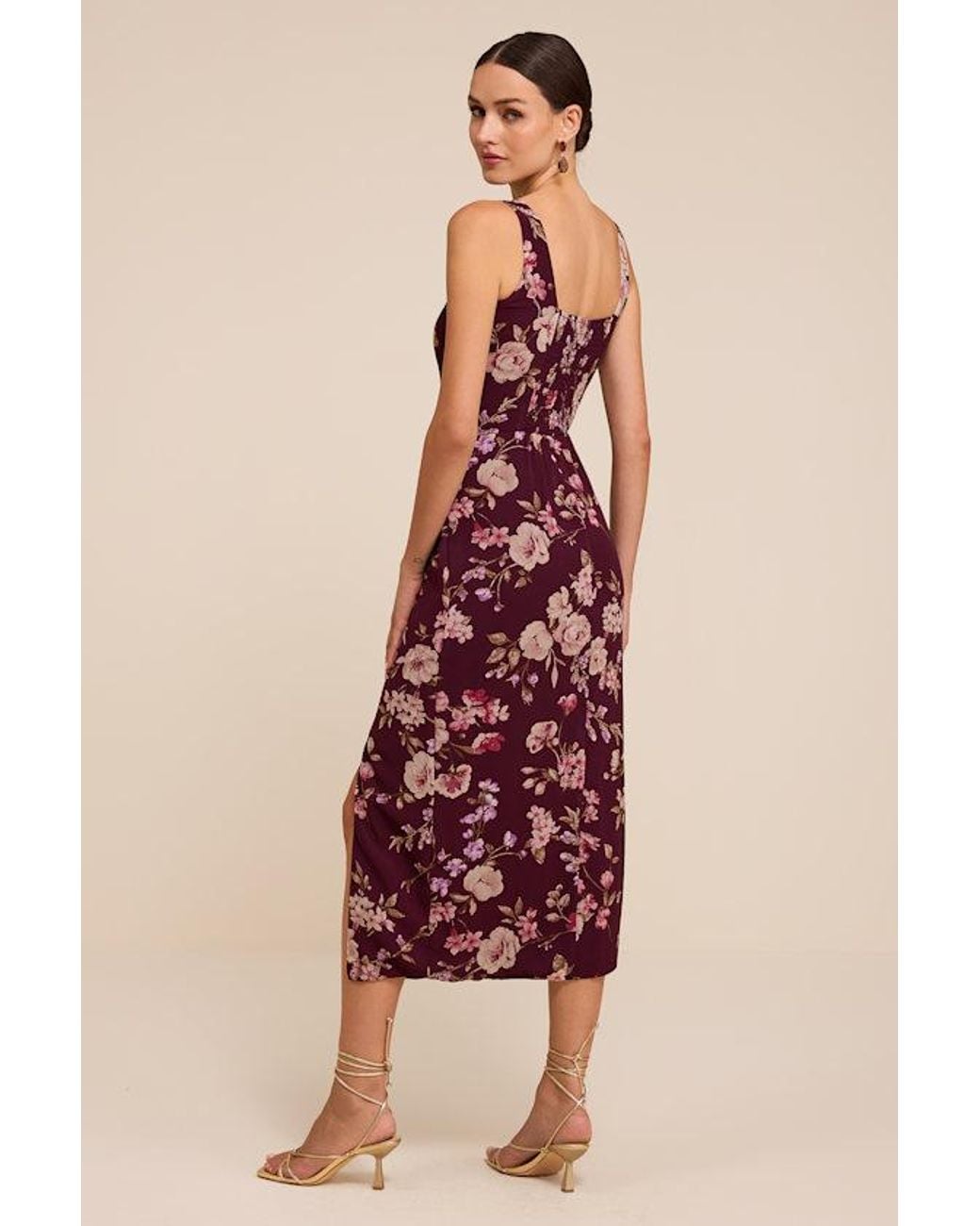 Lulus Red Lesina Floral Sleeveless Midi Dress