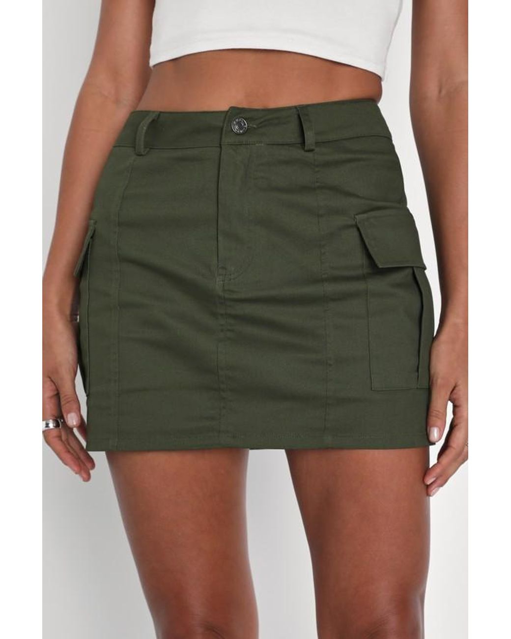 Lulus Green Trendsetting Aura Cargo Mini Skirt