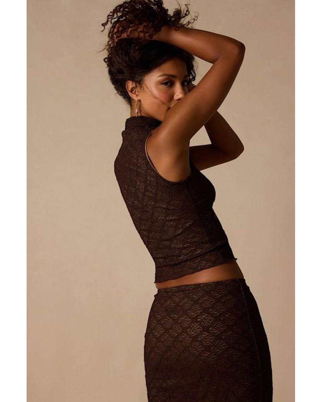 Lulus Black Carli Lace Mock Neck Top