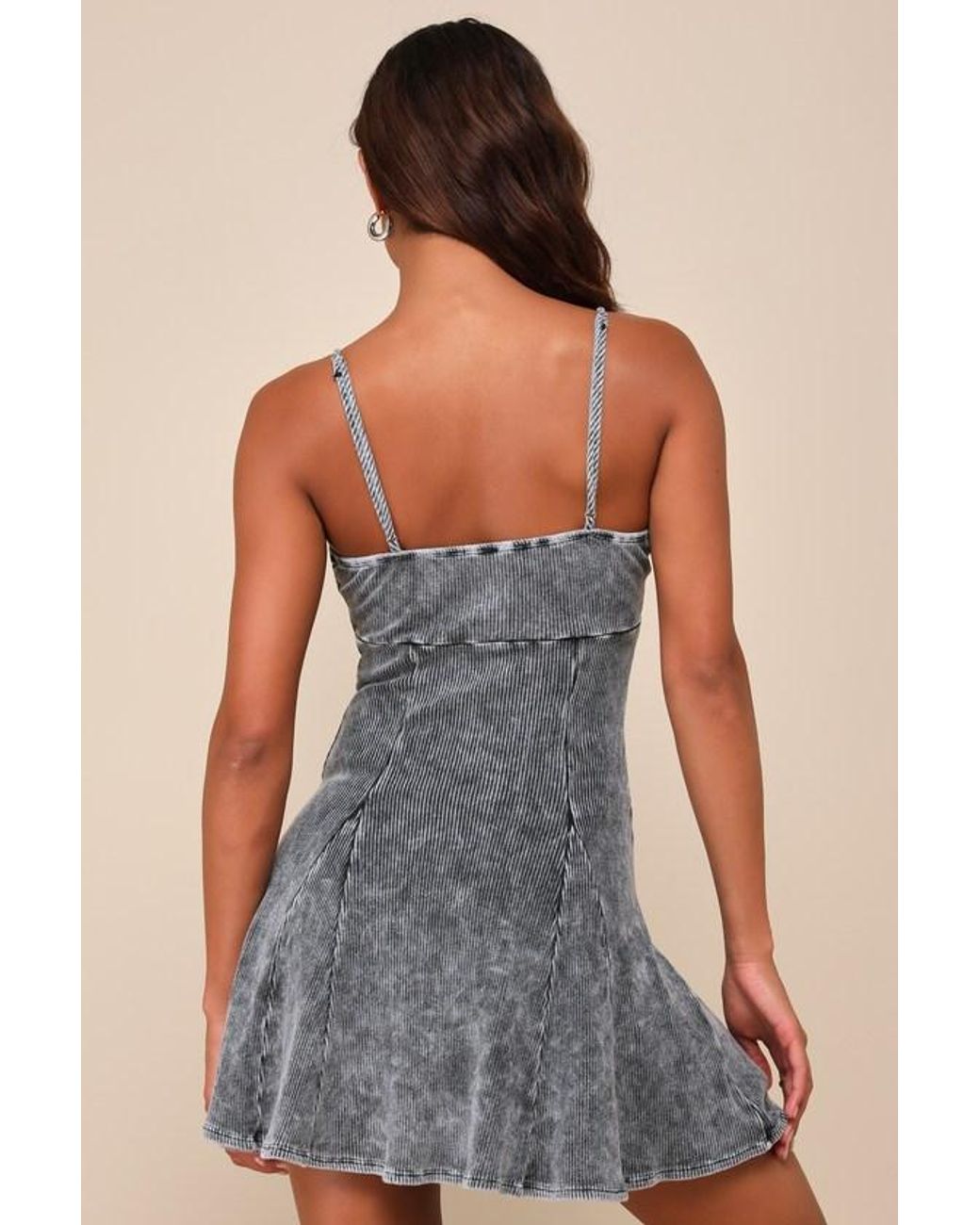 Lulus Blue Simply Pretty Washed Ribbed Pleated Sleeveless Mini Dress