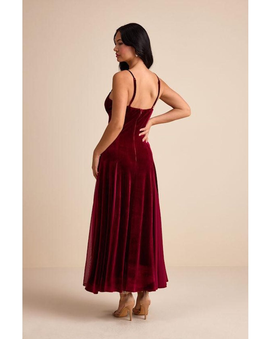Lulus Red Elisha And Velvet Pleated Midi Dress