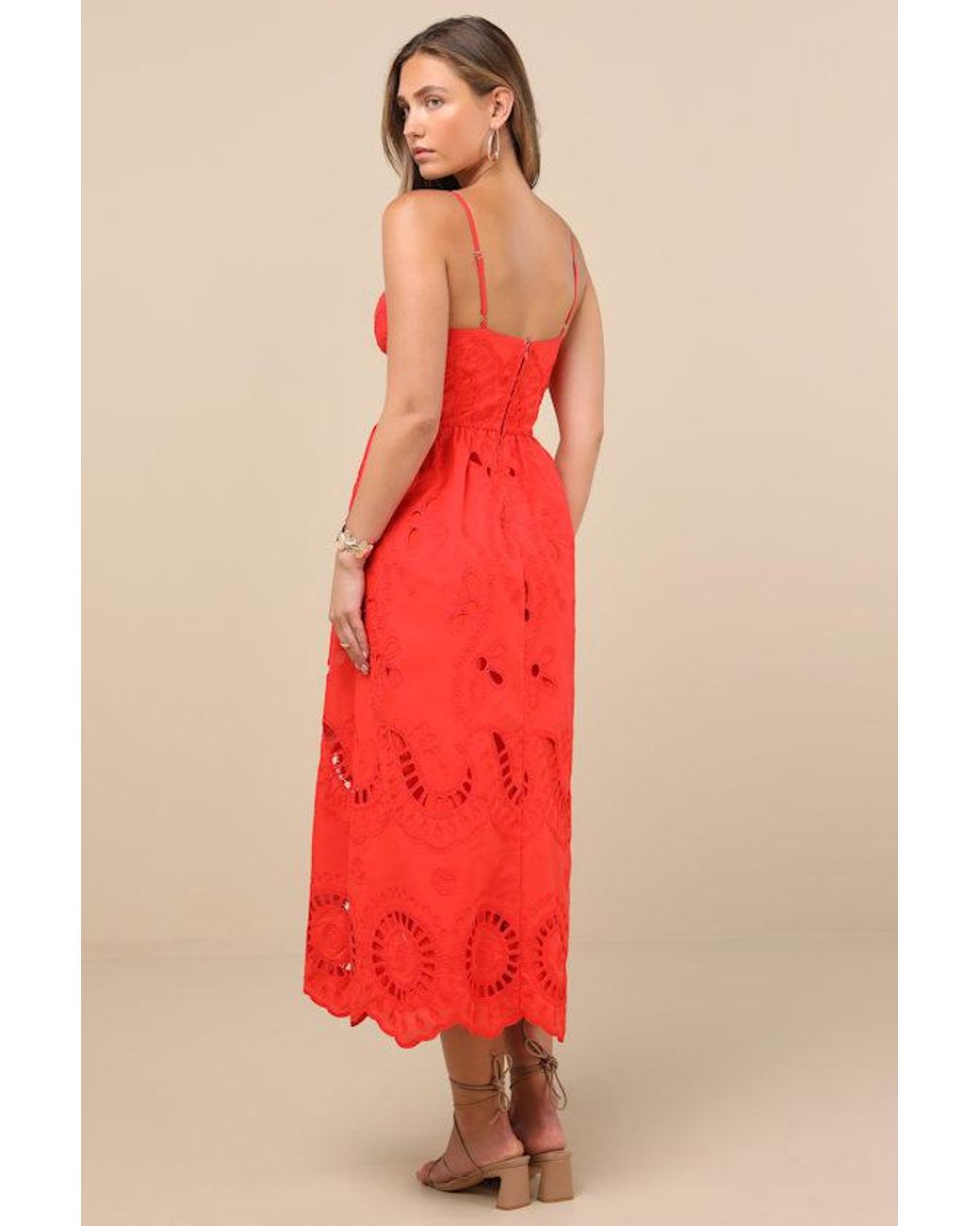 Lulus Jenora Bright Embroidered Bustier Midi Dress
