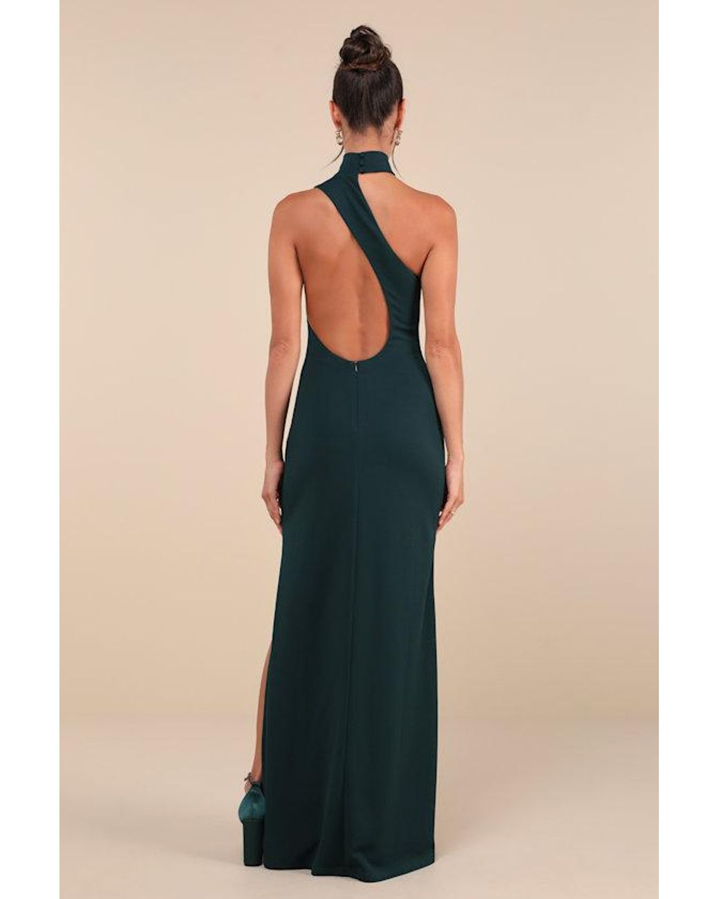 Lulus Blue Keep It Interesting Asymmetrical Cutout Halter Maxi Dress
