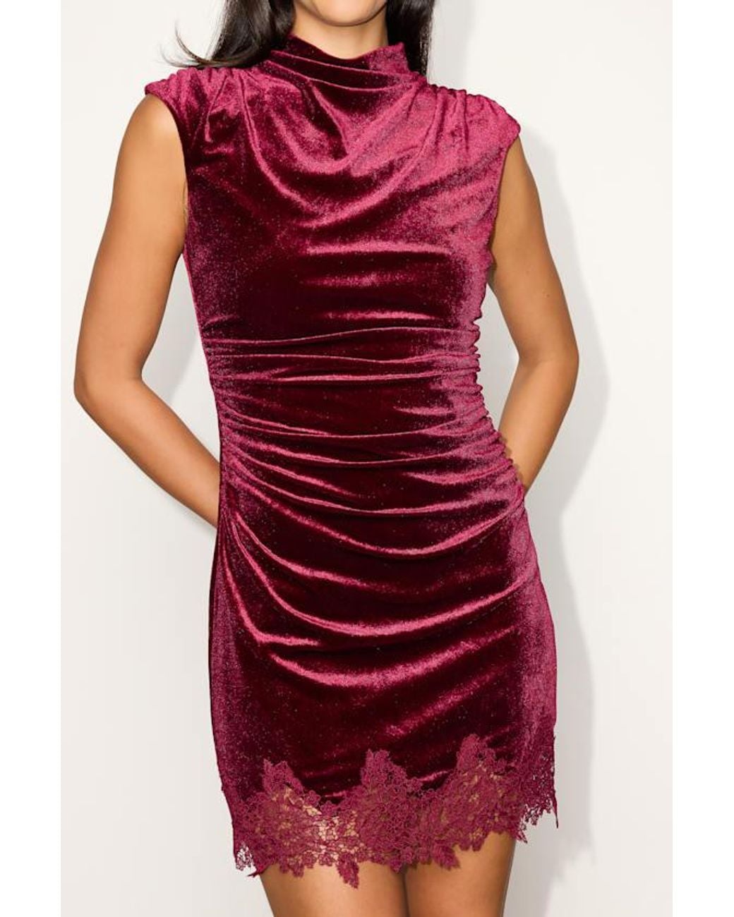 Lulus Red Elena Velvet Lace Mini Dress