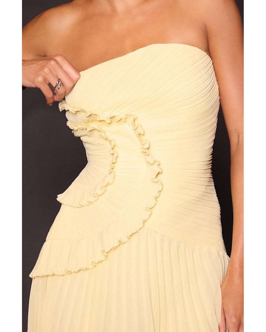 Lulus Black Brylee Butter Pleated Ruffled Strapless Mini Dress