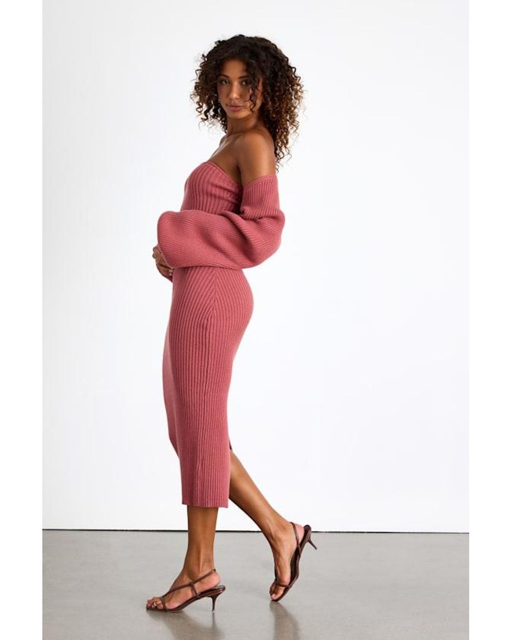 Lulus Red Autumn Aura Rusty Rose Ribbed Two-Piece Sweater Dress