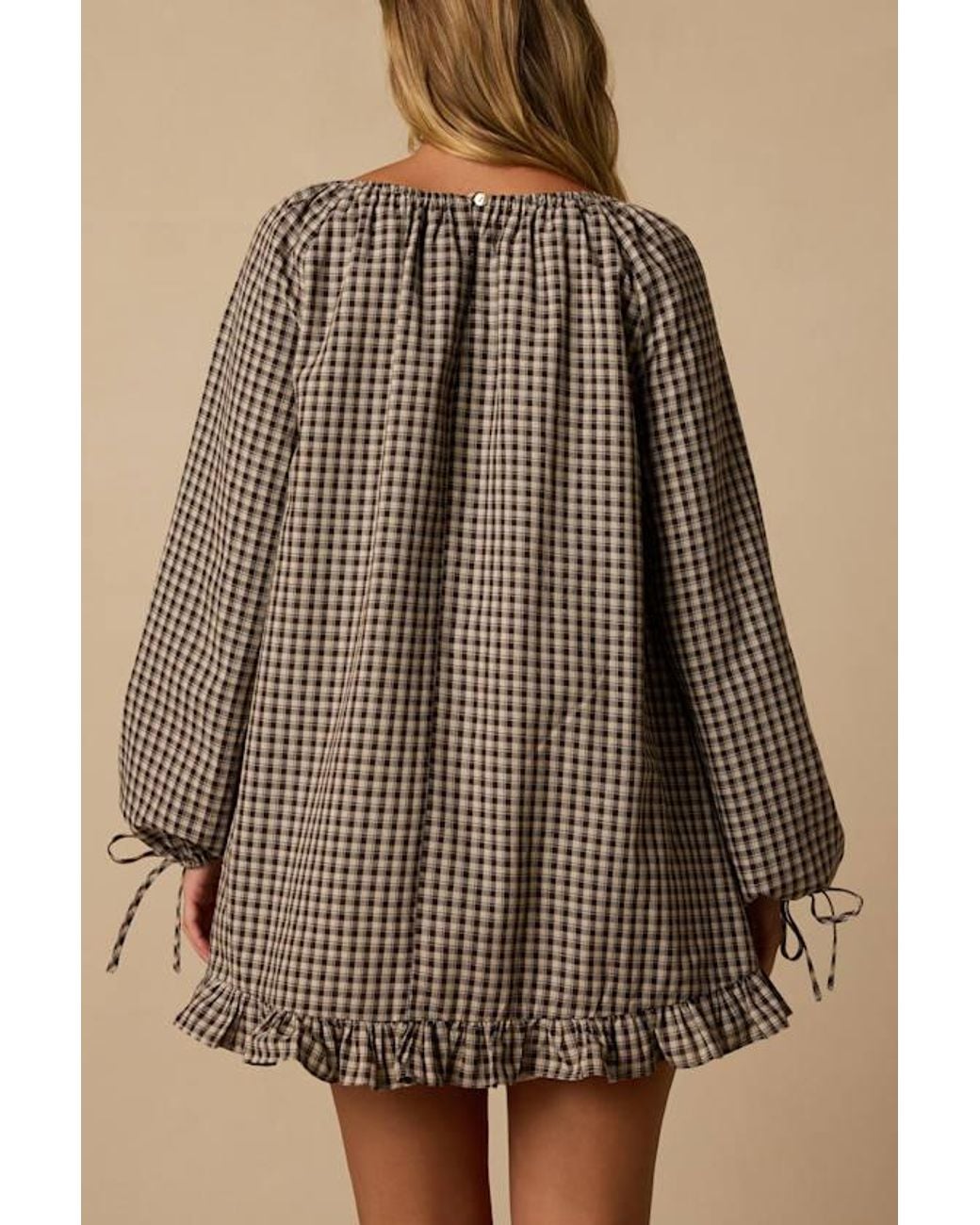 Lulus Brown Brynn Plaid Long Sleeve Dress
