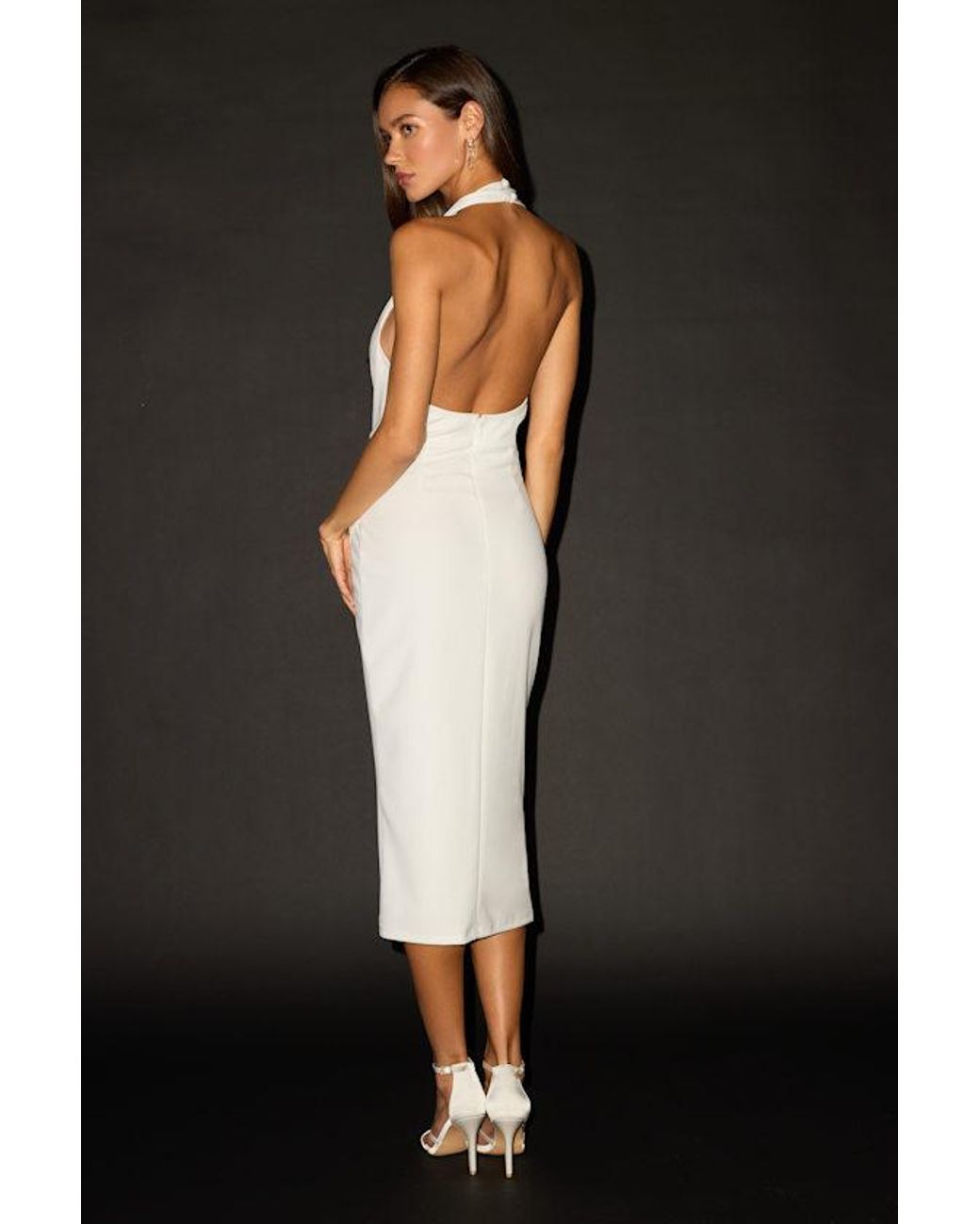 Lulus Black Annalise Ponte Knit Surplice Midi Dress
