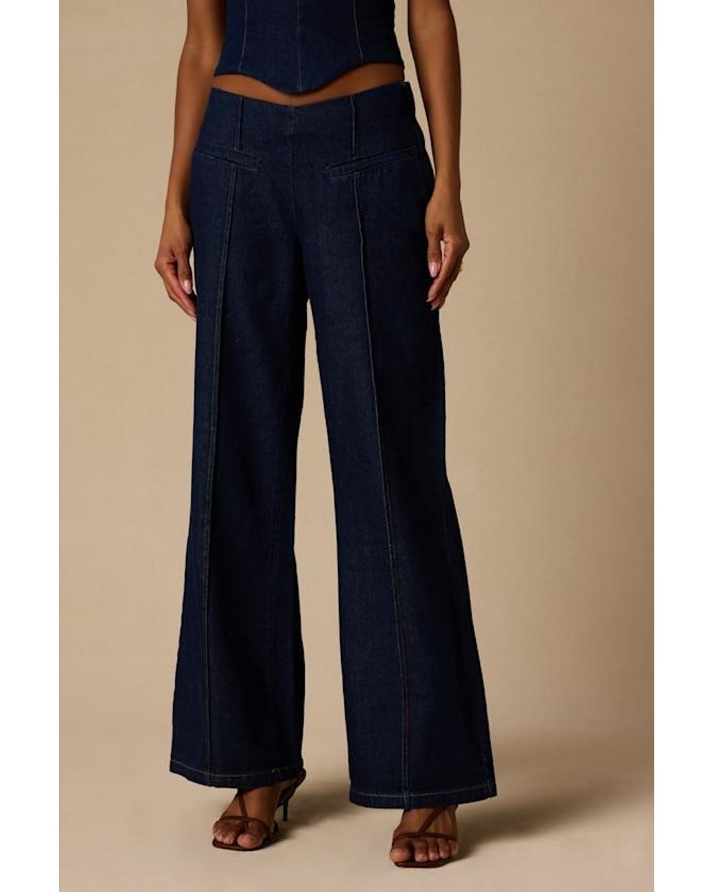 Lulus Blue Denna Dark Wash Wide-Leg Jeans