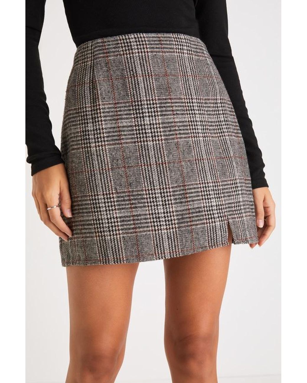 Lulus Effortless Attitude Plaid Mini Skirt in Black Lyst UK
