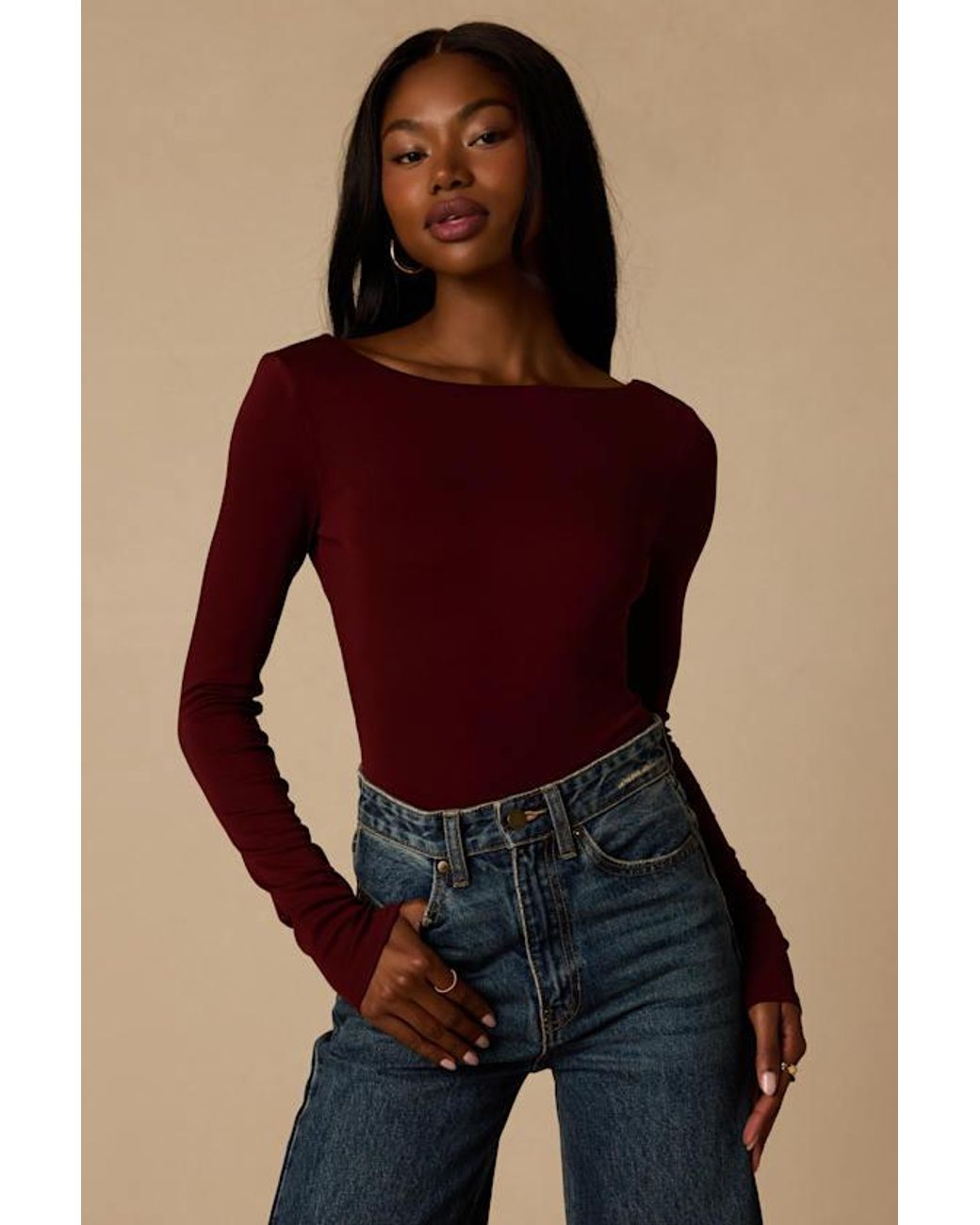 Lulus Blue Lusa Jersey Knit Lace-Up Bodysuit