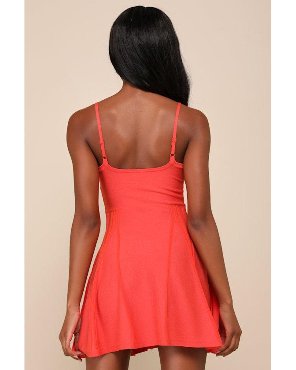 Lulus Red Flattering Disposition Button-Front Ribbed Mini Dress