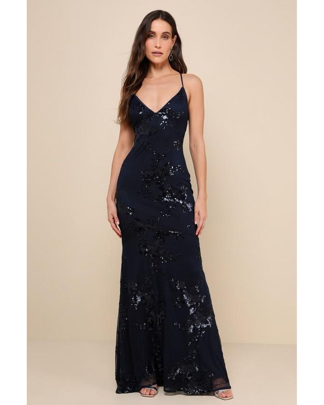 Lulus Blue Valhalla Sequin Lace-Up Maxi Dress