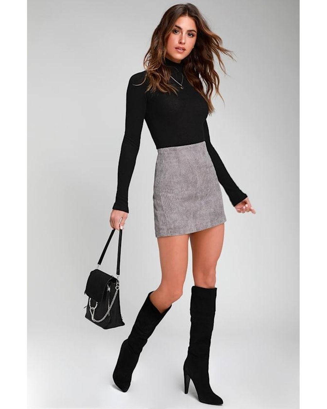 Lulus Black High Class Corduroy Mini Skirt