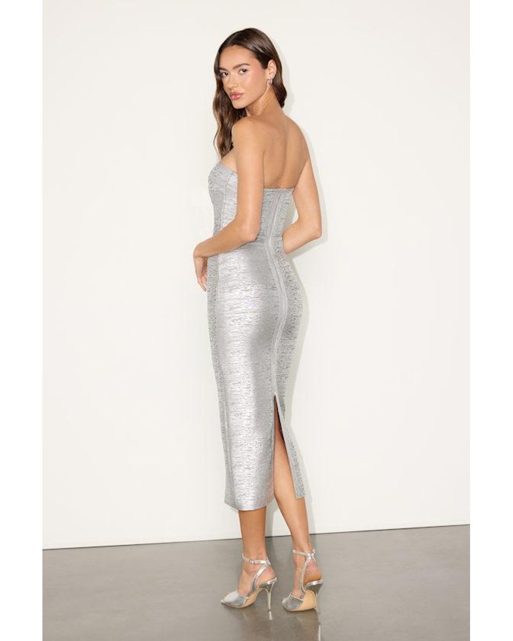Lulus Eveline Bandage Strapless Bodycon Midi Dress in White | Lyst