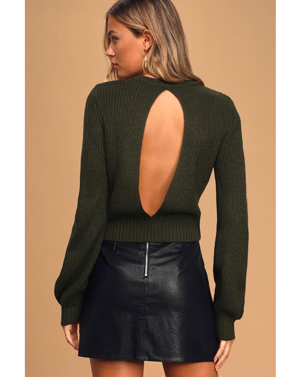 Lulus Black Ride On By Dark Knit Backless Cropped Sweater