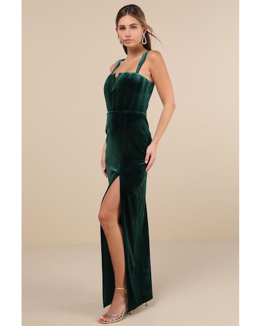 green emerald velvet dress Flower Texture Puff Sleeve Dress in Emerald Green XLarge