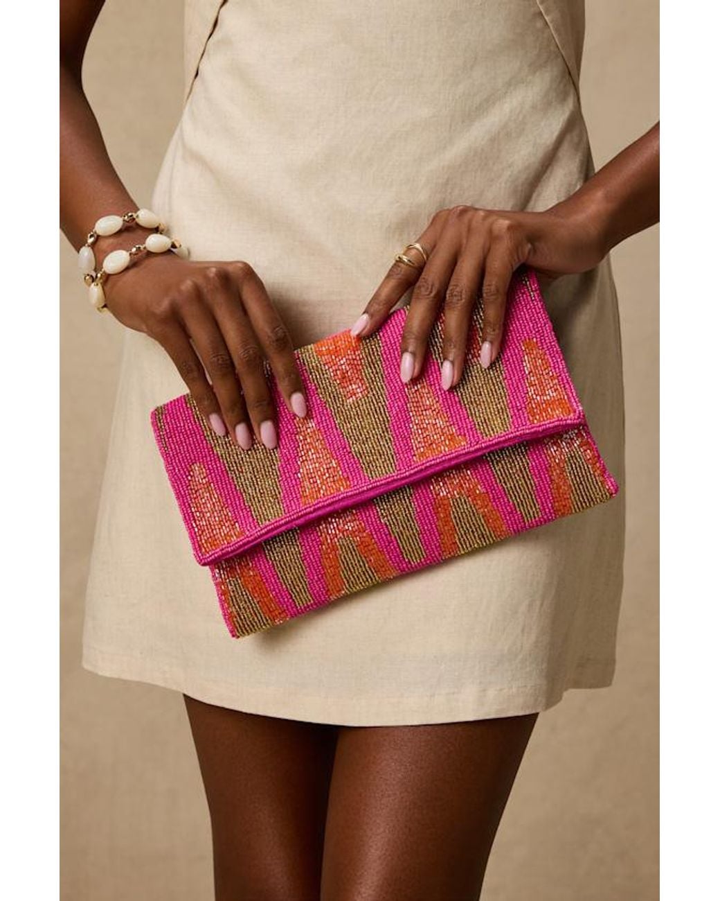 Lulus Red Maida Multi Beaded Crossbody Clutch