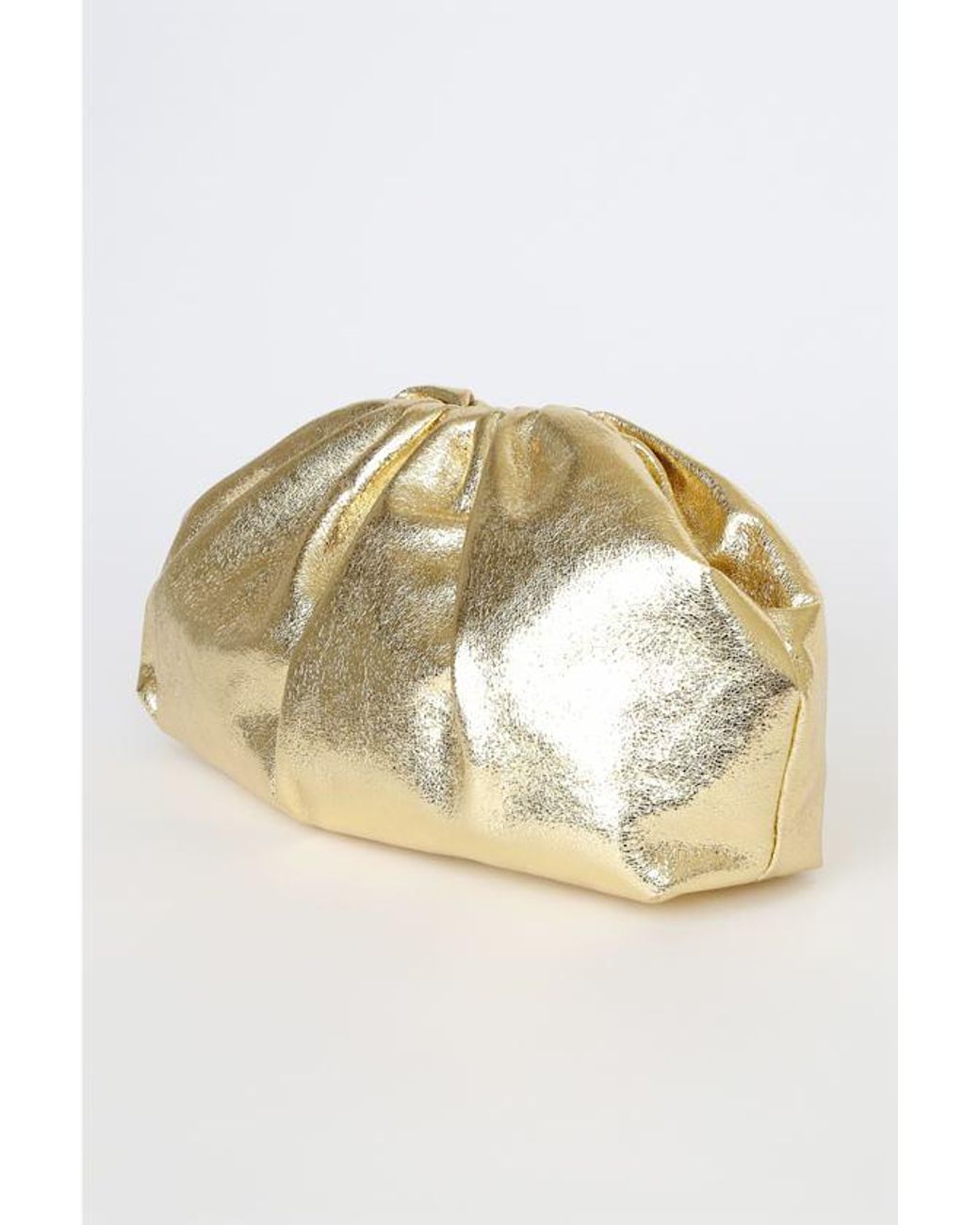 Lulus Black Get Your Trend On Metallic Ruched Clutch