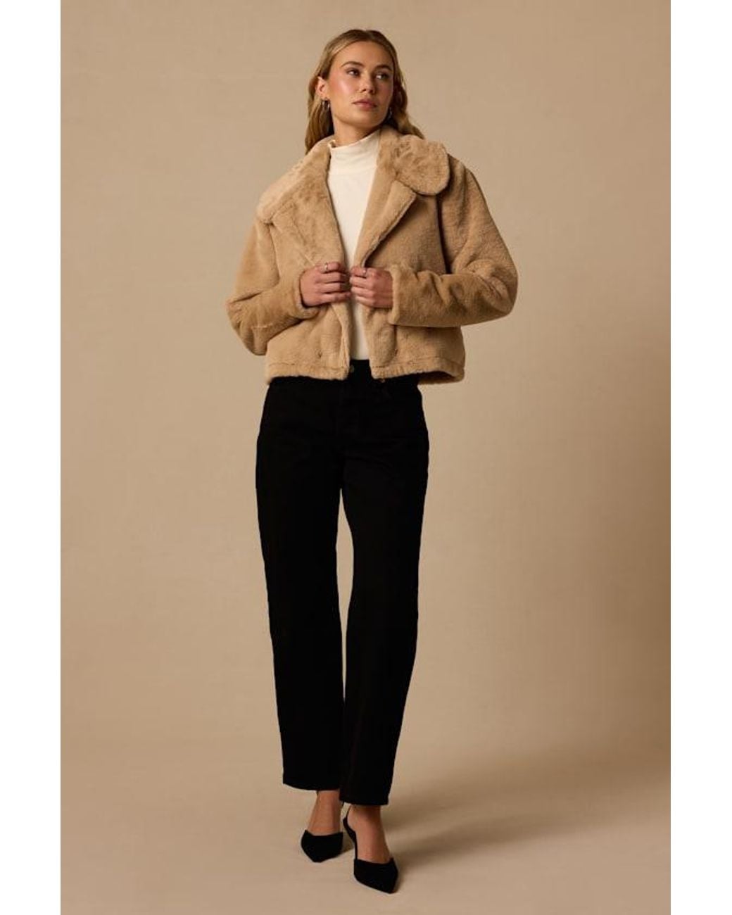 Lulus Natural Cuddly Sensation Faux Fur Cropped Jacket