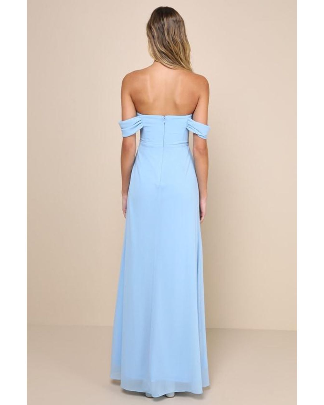 Lulus Blue Magical Magnetism Off-The-Shoulder Maxi Dress