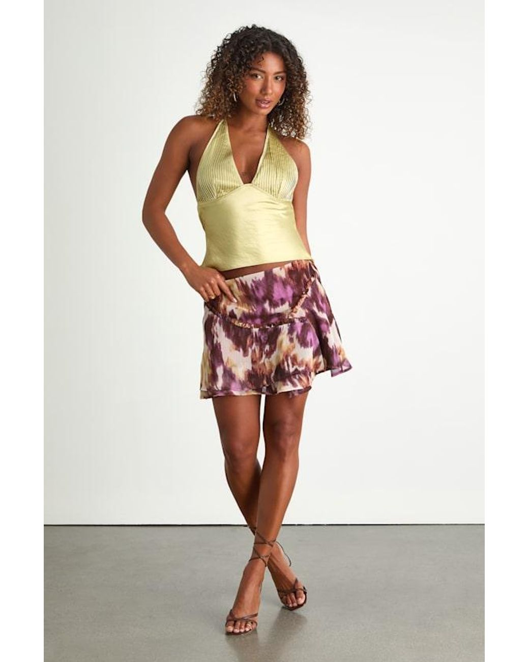 Lulus Red Nakoa Multi Abstract Ruffled Mini Skirt
