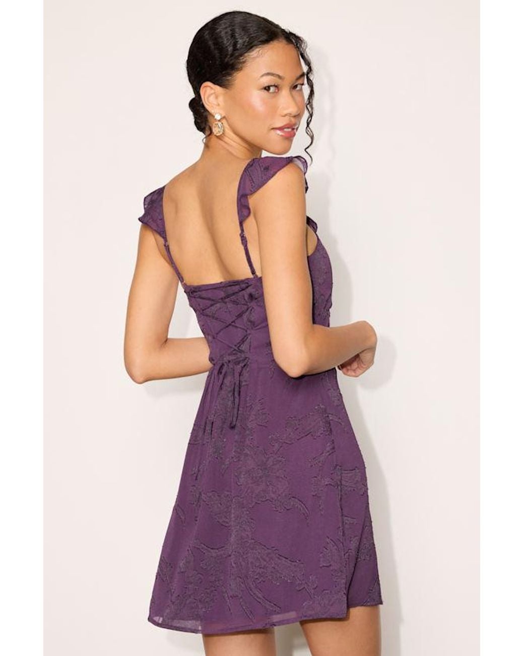Lulus Purple Arlene Floral Jacquard Mini Dress