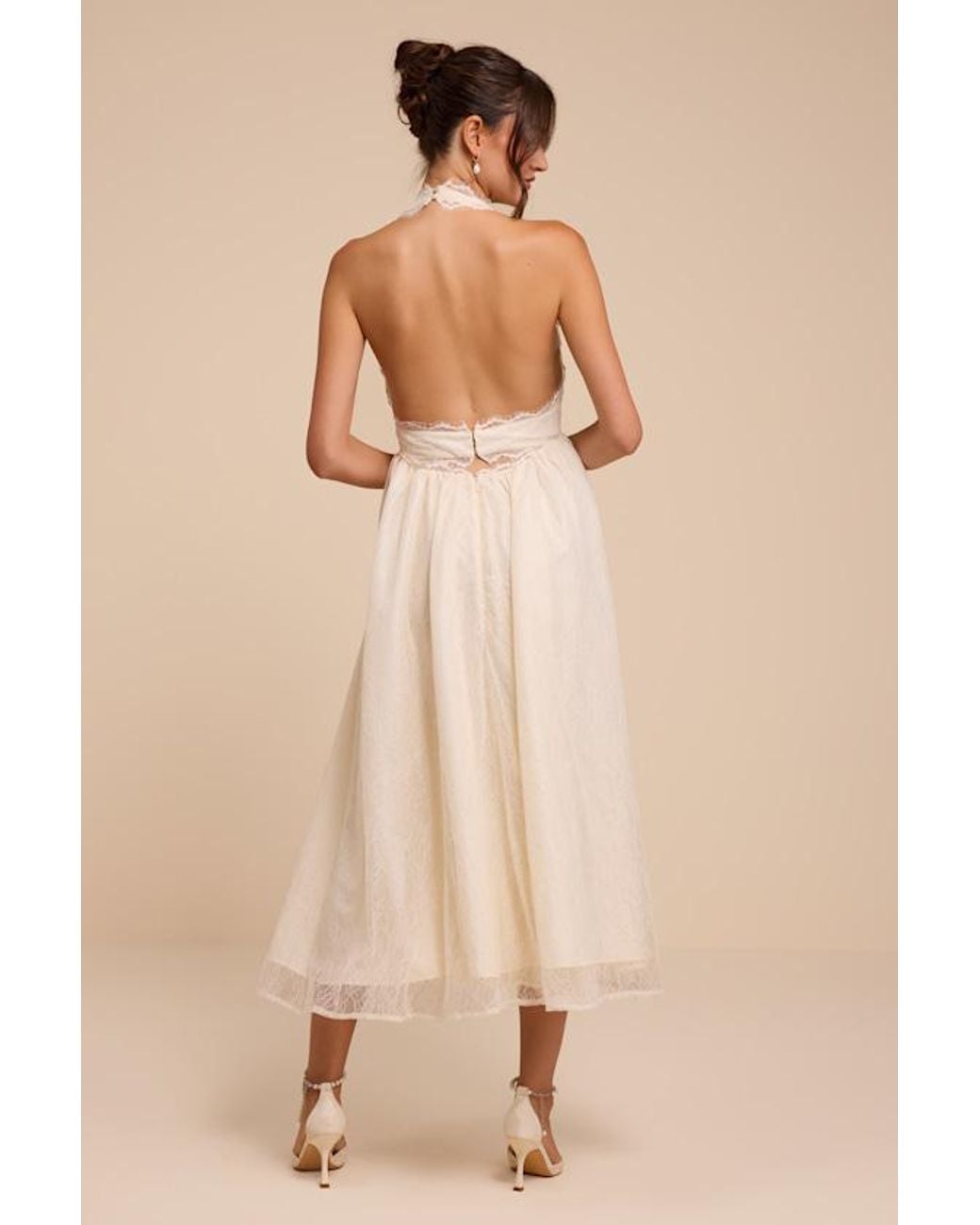 Lulus Natural Finnley Lace Halter Midi Dress