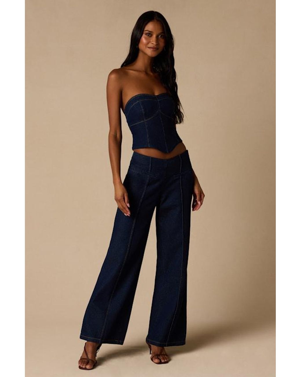 Lulus Blue Denna Dark Wash Wide-Leg Jeans