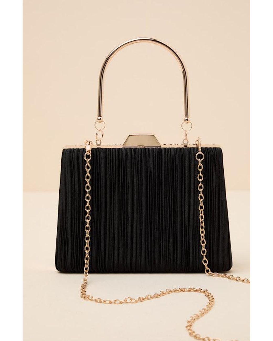 Lulus Black Ezra Pleated Crossbody Clutch