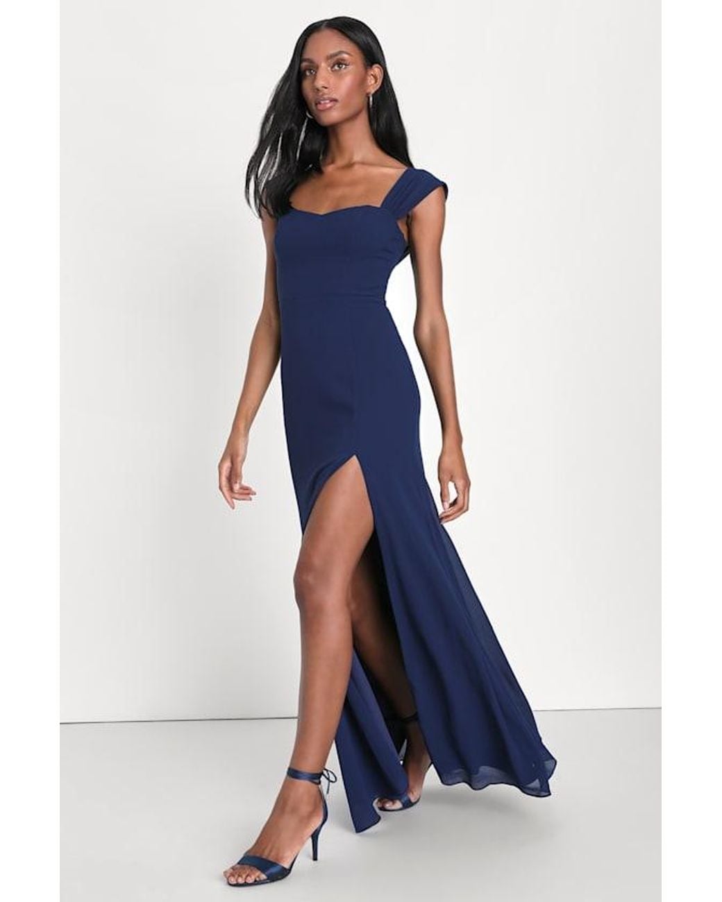 Lulus Blue Magical Magnetism Off-The-Shoulder Maxi Dress