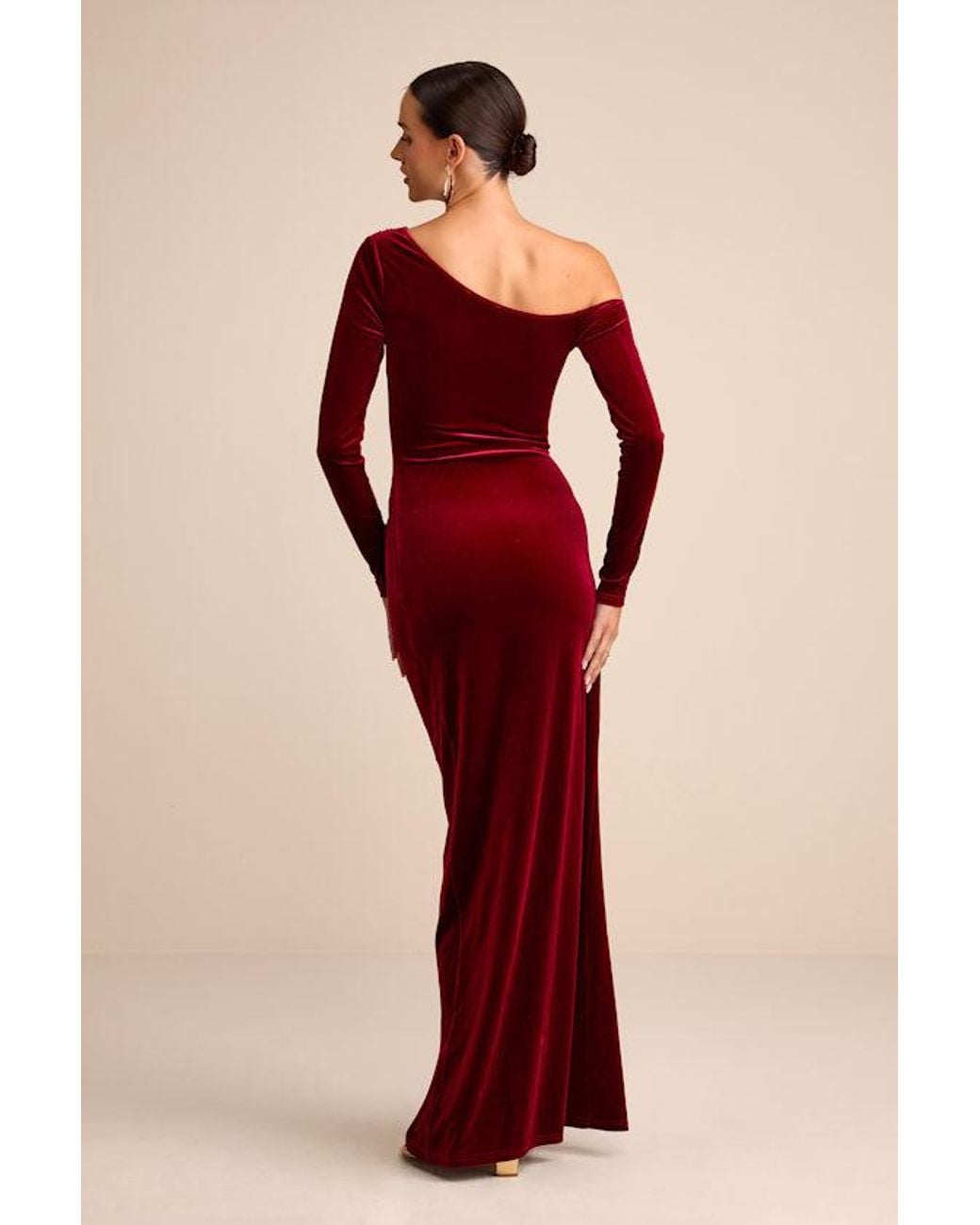 Lulus Red Notorious Icon Velvet Asymmetrical Maxi Dress