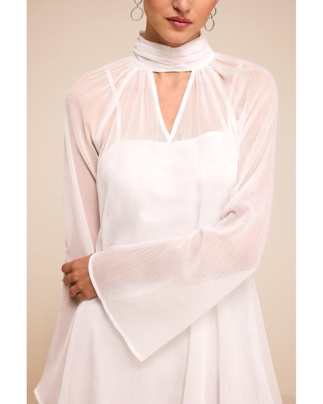 Lulus Natural Scarlett Chiffon Shift Dress