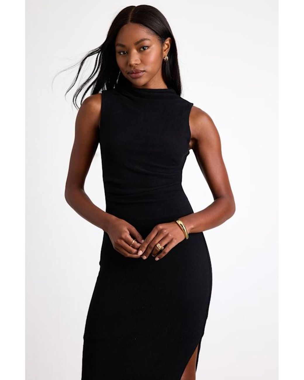 Lulus Black Zephine Sleeveless Sweater Midi Dress