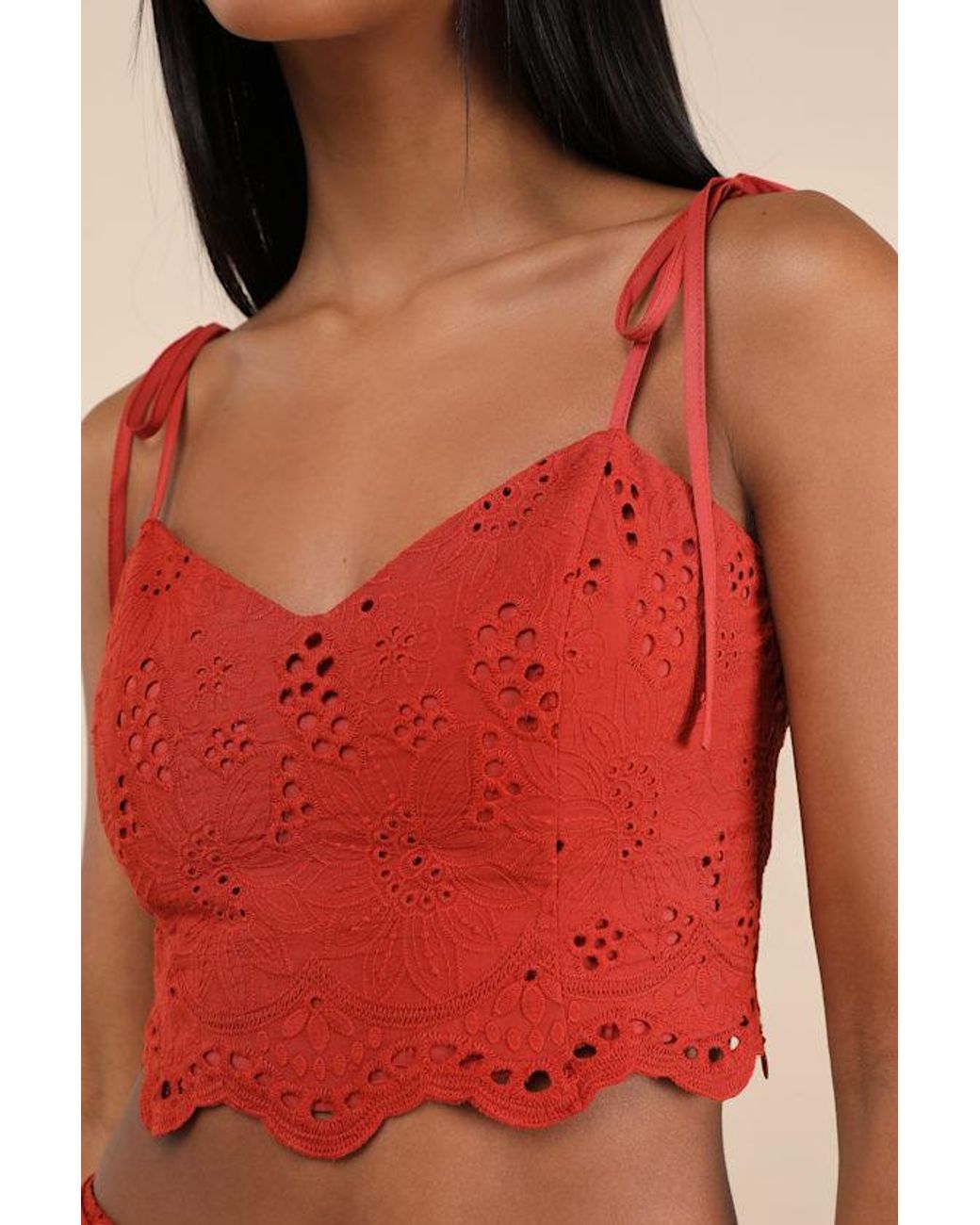 Lulus Kamilla Eyelet Embroidered Tie-Strap Tank Top