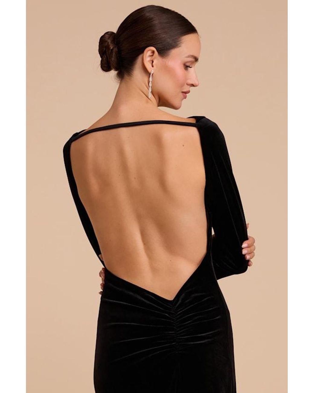 Lulus Black Luna Velvet Long Sleeve Maxi Dress
