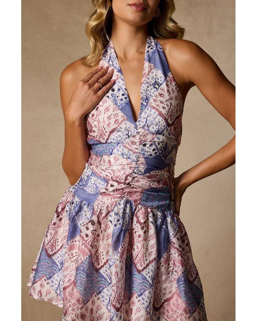 Lulus Purple Lyndon Periwinkle And Print Drop Waist Mini Dress