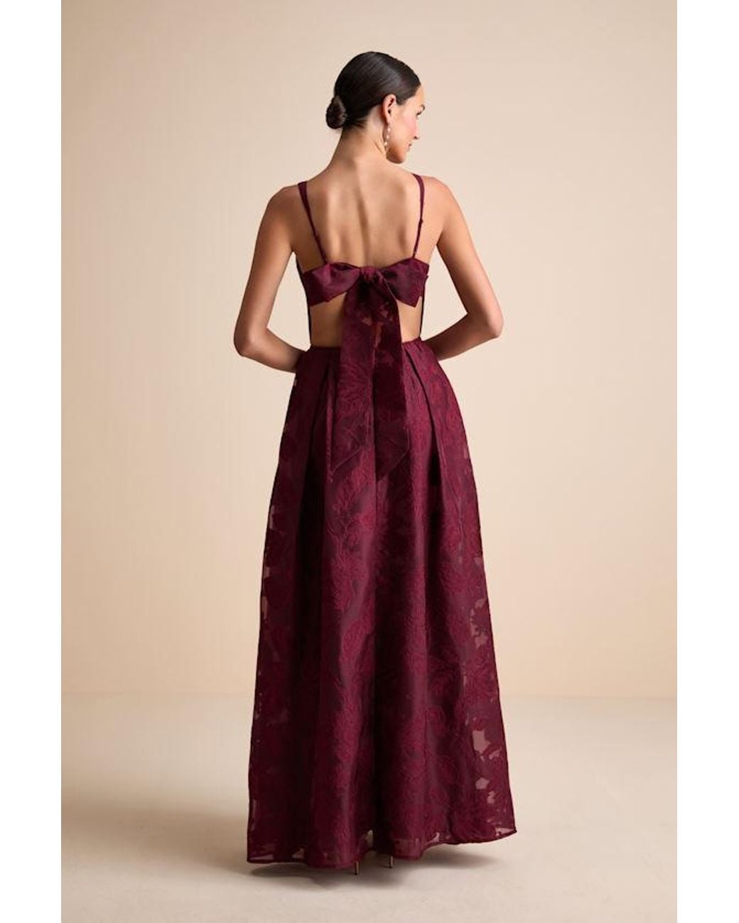 Lulus Red Perfected Aura Jacquard Tie-Back Maxi Dress With Pockets