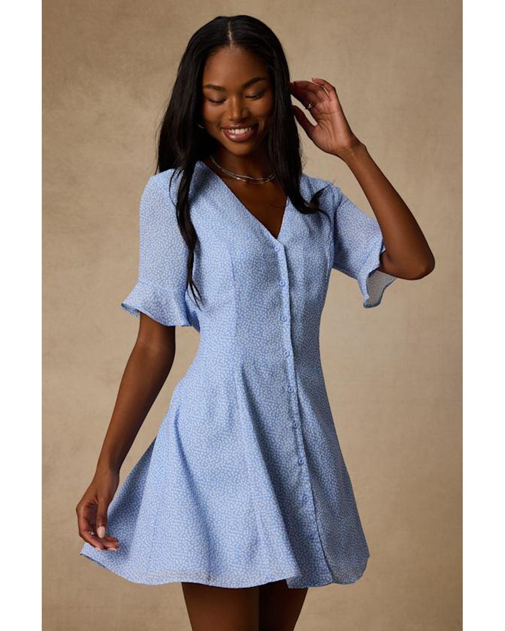 Lulus White Castana Print Button-Up Dress