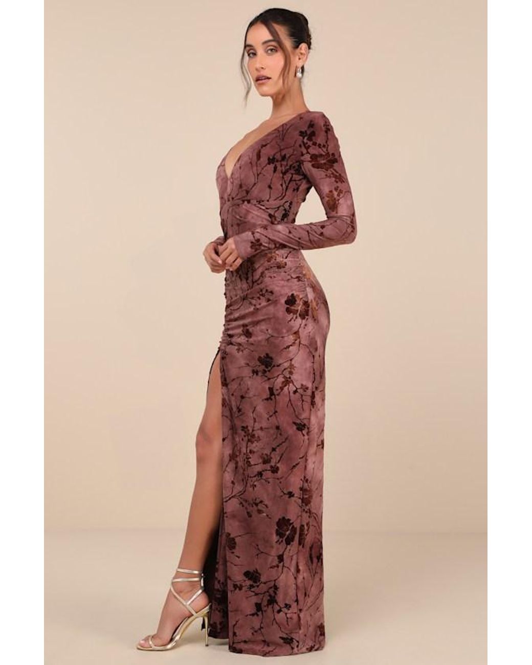 Lulus Black Dynamic Sensation Dark Floral Velvet Burnout Maxi Dress