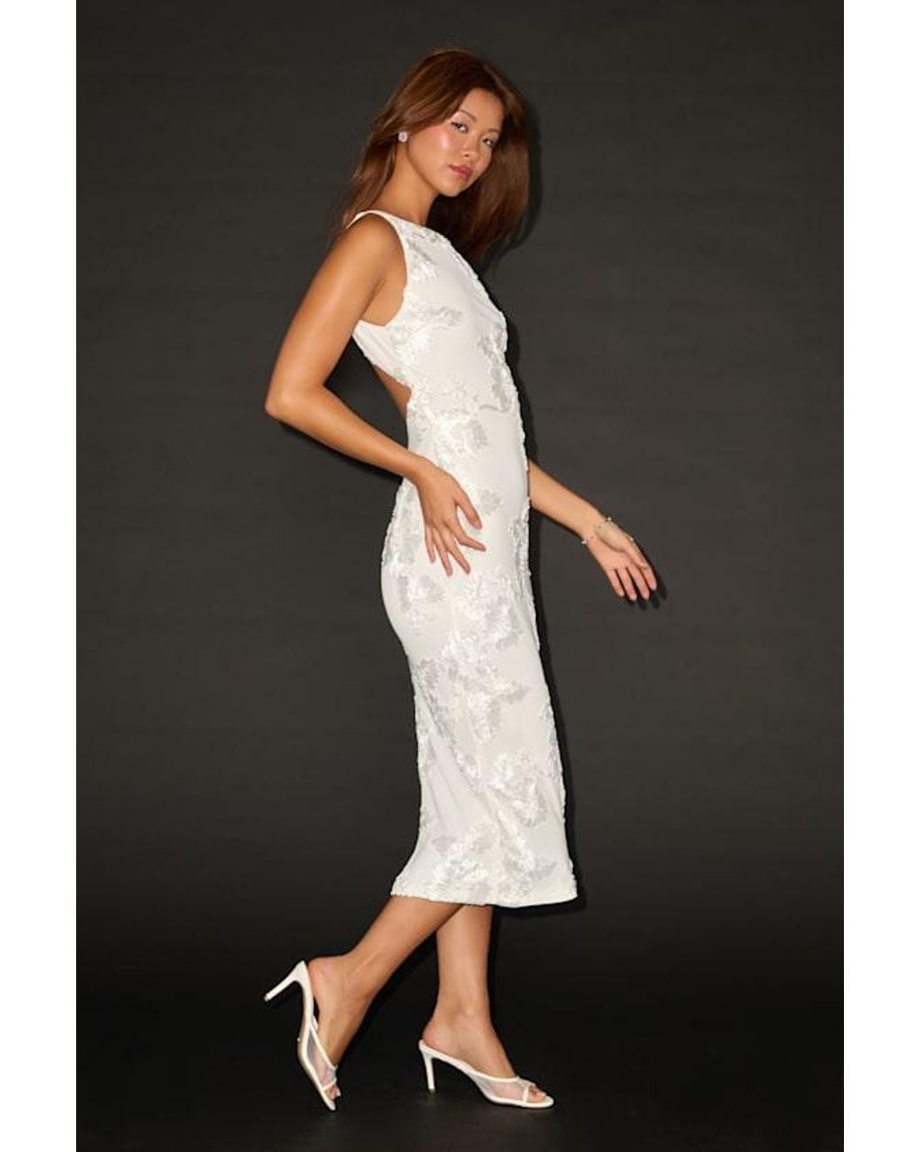 Lulus Black Taylin Floral Applique Backless Midi Dress