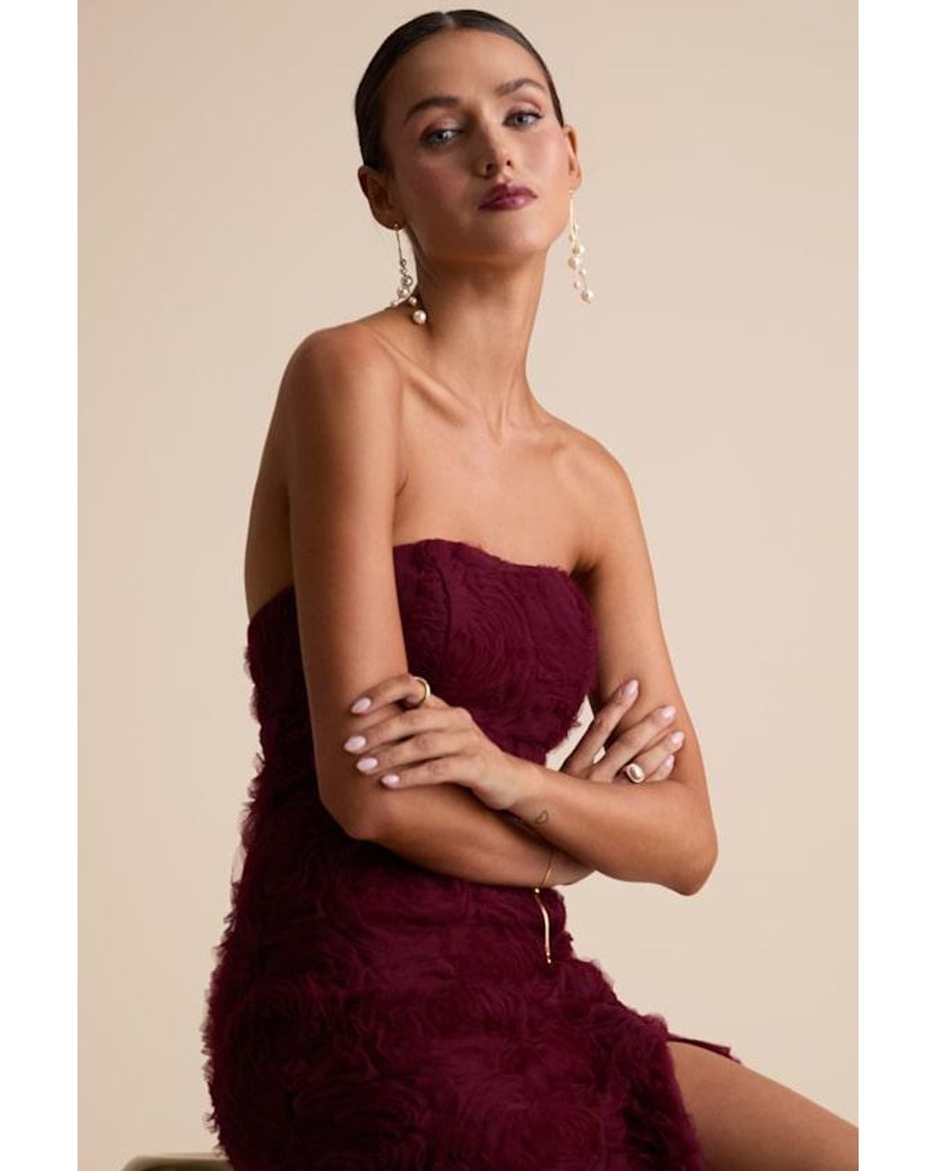 Lulus Amalia Textured Strapless Maxi Dress