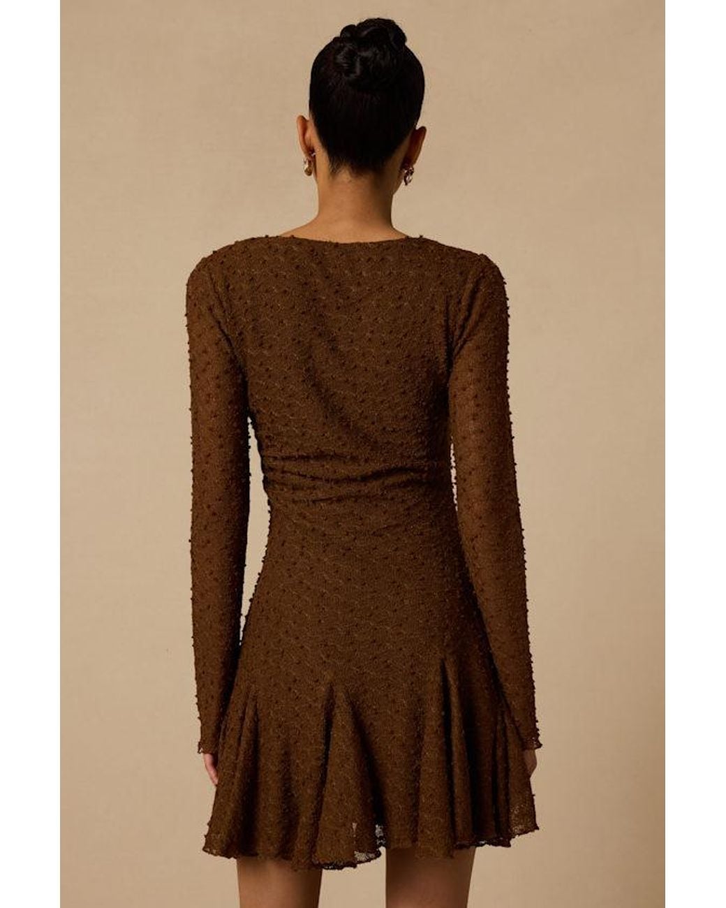 Lulus Brown Madison Textured Knit Long Sleeve Dress
