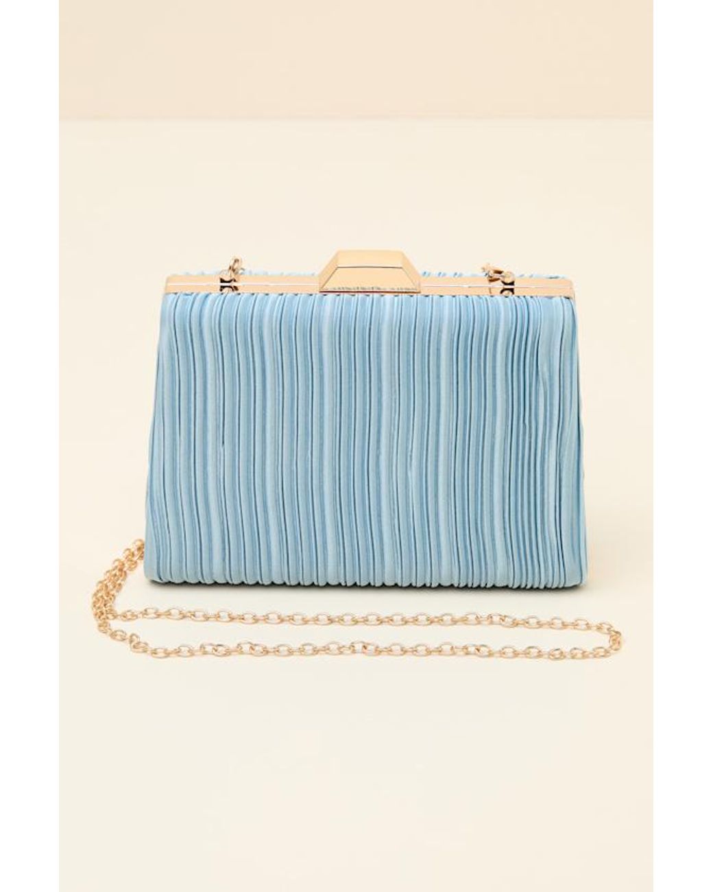 Lulus Blue Ezra Pleated Crossbody Clutch